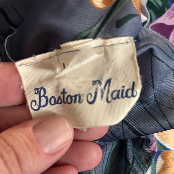 BOSTON MAID VTG 80s Pretty floral dress w/semi sheer sleeves. Size 10 - Picture 9 of 11